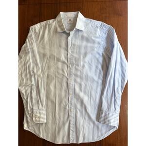Thomas Mason for J.Crew Slim Fit LS Dress Shirt Blue White Stripe Spread Collar